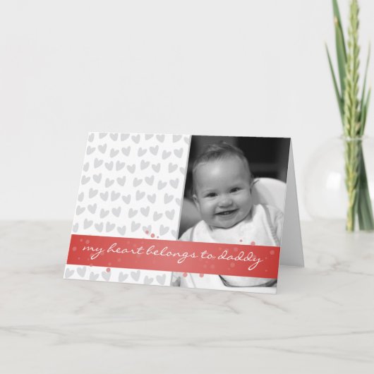 mein Herz gehört Vatiherzen mit rotem Band Karte (Vorderseite)