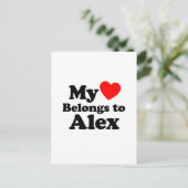 Mein Herz gehört zu Alex Postkarte (Stehend Vorderseite)