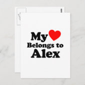 Mein Herz gehört zu Alex Postkarte (Vorne/Hinten)
