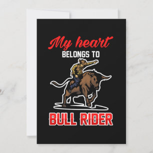 Mein Herz gehört zu Bull Rider Cowboy Rodeo Gesche Einladung