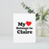 Mein Herz gehört zu Claire Postkarte (Stehend Vorderseite)