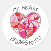 Mein Herz gehört zu dir Herzsticker | Runde Runder Aufkleber (Vorderseite)