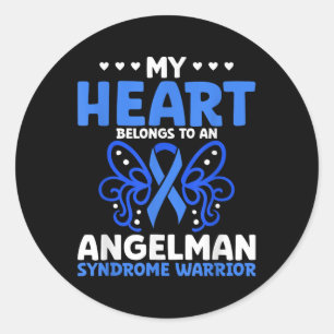 Mein Herz gehört zu einem Angelman-Syndrom Krieger Runder Aufkleber