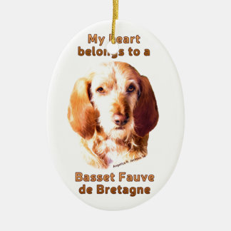Mein Herz gehört zu einem Basset Fauve de Bretagne Keramik Ornament