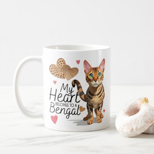 Mein Herz gehört zu einer Bengalischen Katze Kaffeetasse (Mit Donut)