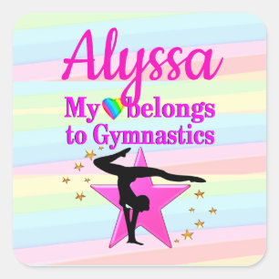 MEIN HERZ GEHÖRT ZU GYMNASTIK QUADRATISCHER AUFKLEBER