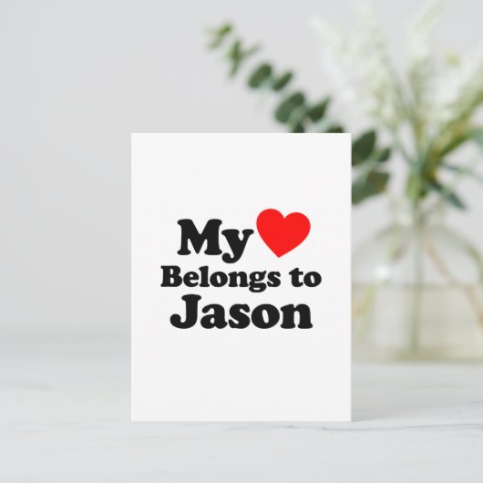 Mein Herz gehört zu Jason Postkarte (Stehend Vorderseite)