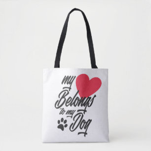 Mein Herz gehört zu meinem Hund Valentine   Traget Tasche