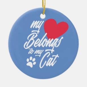 Mein Herz gehört zu meiner Katze Valentine Ornam Keramik Ornament
