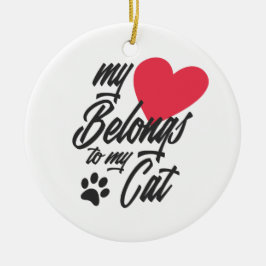 Mein Herz gehört zu meiner Katze Valentine | Ornam Keramik Ornament