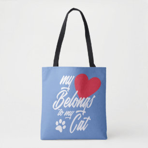 Mein Herz gehört zu meiner Katze Valentine   Trage Tasche