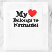 Mein Herz gehört zu Nathaniel Rechteckiger Aufkleber (Tasche)