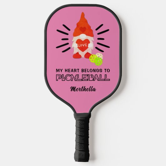 MEIN HERZ GEHÖRT ZU PICKLEBALL Gnome Pickleball Schläger (Rückseite)