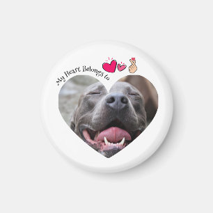 Mein Herz gehört zu Pitbull Hundin-Foto Magnet