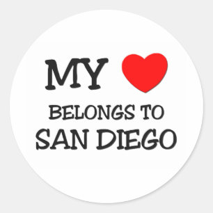 Mein Herz gehört zu SAN DIEGO Runder Aufkleber