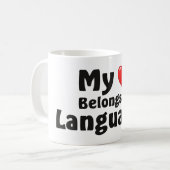 Mein Herz gehört zu Sprachen Kaffeetasse (Vorderseite Links)