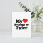 Mein Herz gehört zu Tyler Postkarte (Stehend Vorderseite)