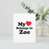 Mein Herz gehört zu Zoe Postkarte (Stehend Vorderseite)