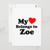 Mein Herz gehört zu Zoe Postkarte (Vorne/Hinten)