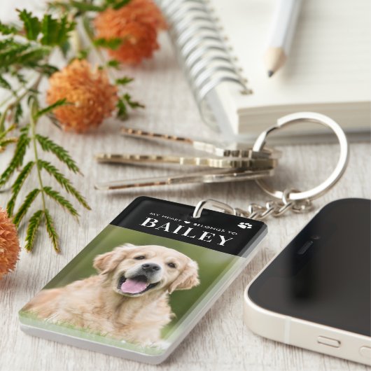 Mein Herz gehört zum Foto von Hunden Schlüsselanhänger (Vorderseite rechts)