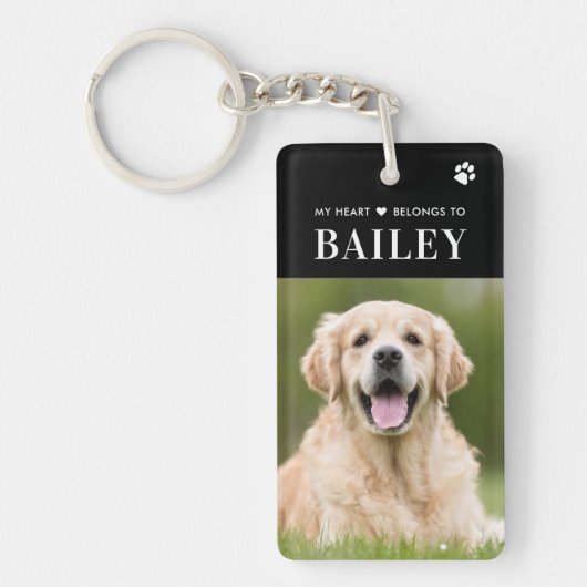 Mein Herz gehört zum Foto von Hunden Schlüsselanhänger (Vorderseite)
