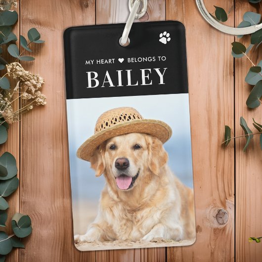 Mein Herz gehört zum Foto von Hunden Schlüsselanhänger