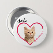 Mein Herz gehört zum Personalisierten Cat Foto & N Button (Vorne & Hinten)