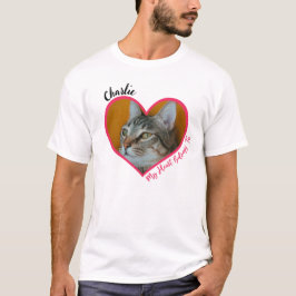 Mein Herz gehört zum Personalisierten Cat Foto & N T-Shirt