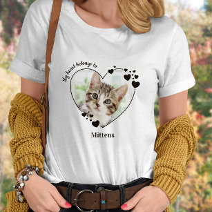 Mein Herz gehört zum Personalisierten Cat Lover Fo T-Shirt