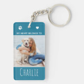 Mein Herz gehört zur Aquamarinen Foto Hund Mama Schlüsselanhänger (Rückseite)