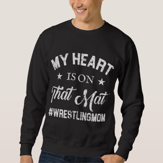 Mein Herz ist auf dem Mat Wrestling Mama Pullover (Vorderseite)
