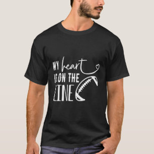 Mein Herz ist auf der Linie Offensive Lineman Fußb T-Shirt