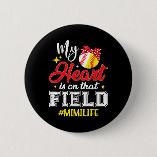 Mein Herz ist auf diesem Feld Softball Baseball Mi Button