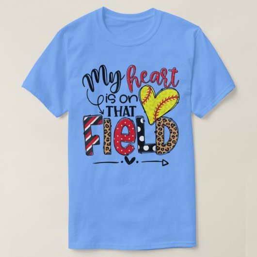Mein Herz ist auf diesem Feld Softball, Leopard So T-Shirt (Design vorne)