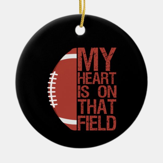 Mein Herz ist auf diesem Field American Football L Keramik Ornament (Vorne)