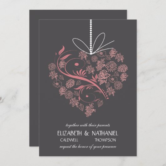 Mein Herz ist dir zugeknöpft - Einladung zur Hochz (Vorne/Hinten)