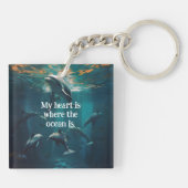 Mein Herz ist dort, wo der Ozean ein maßgeschneide Schlüsselanhänger (Rückseite)