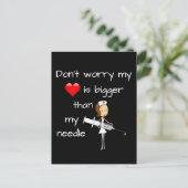 Mein Herz ist größer als meine Nadel Postkarte (Stehend Vorderseite)