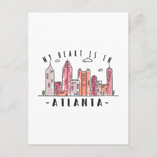 Mein Herz ist in ATLANTA Liebe USA - Handgezeichne Postkarte (Vorderseite)