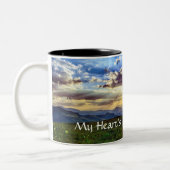 Mein Herz ist in der Highlands-Kaffee-Tasse Zweifarbige Tasse (Links)