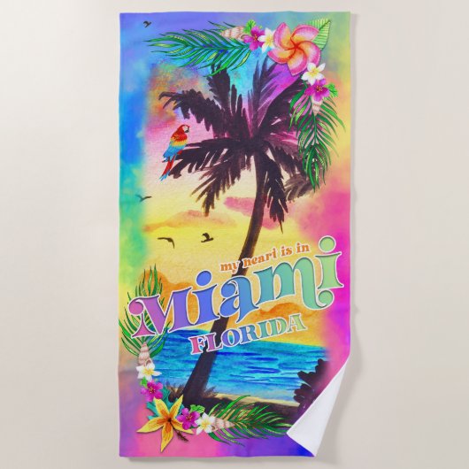 Mein Herz ist in Miami Beach Handtuch (Vorderseite)