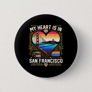 Mein Herz ist in San Francisco Souvenir Golden Gat Button