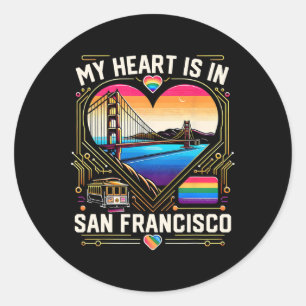 Mein Herz ist in San Francisco Souvenir Golden Gat Runder Aufkleber