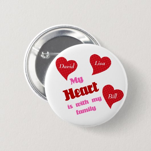 Mein Herz ist mit meinem Familienknopf Button (Vorne & Hinten)