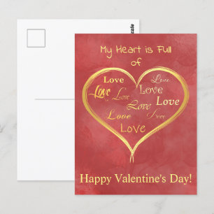 Mein Herz ist voll von Liebe, Valentine Postkarte
