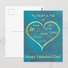Mein Herz ist voll von Liebe, Valentine Postkarte