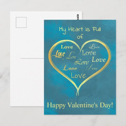 Mein Herz ist voll von Liebe, Valentine Postkarte (Vorne/Hinten)