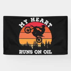 Mein Herz läuft mit Öl Dirt Bike Vintage Banner