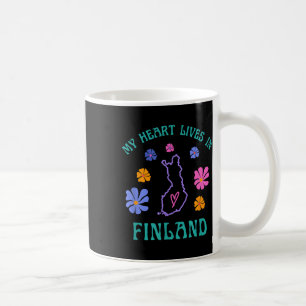 Mein Herz lebt in Finnland Retro Groovy Reisen und Kaffeetasse