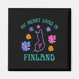 Mein Herz lebt in Finnland Retro Groovy Reisen und Magnet